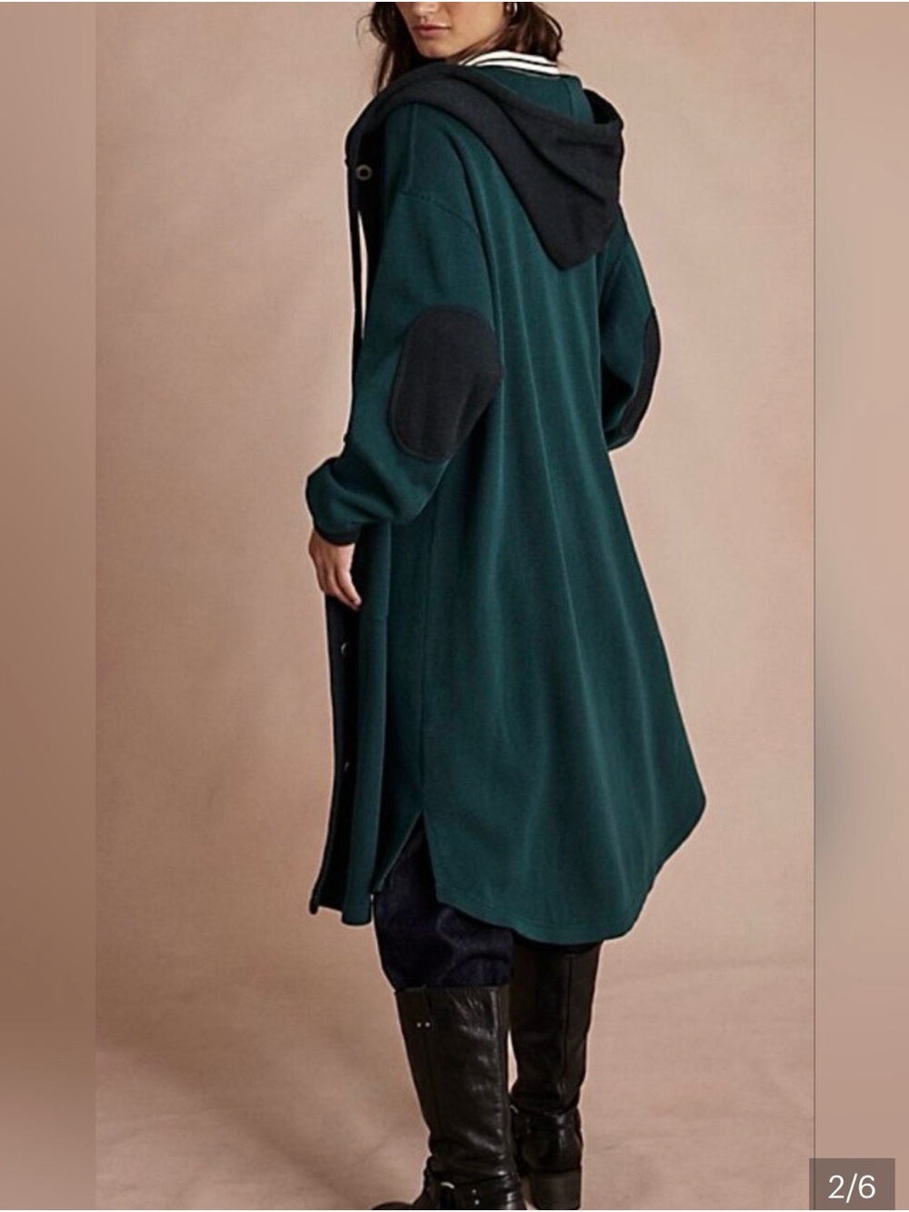 Free People Tomorrows Sweatshirt Cardigan Hooded Maxi Ribbed Button Size Small - Picture 3 of 8